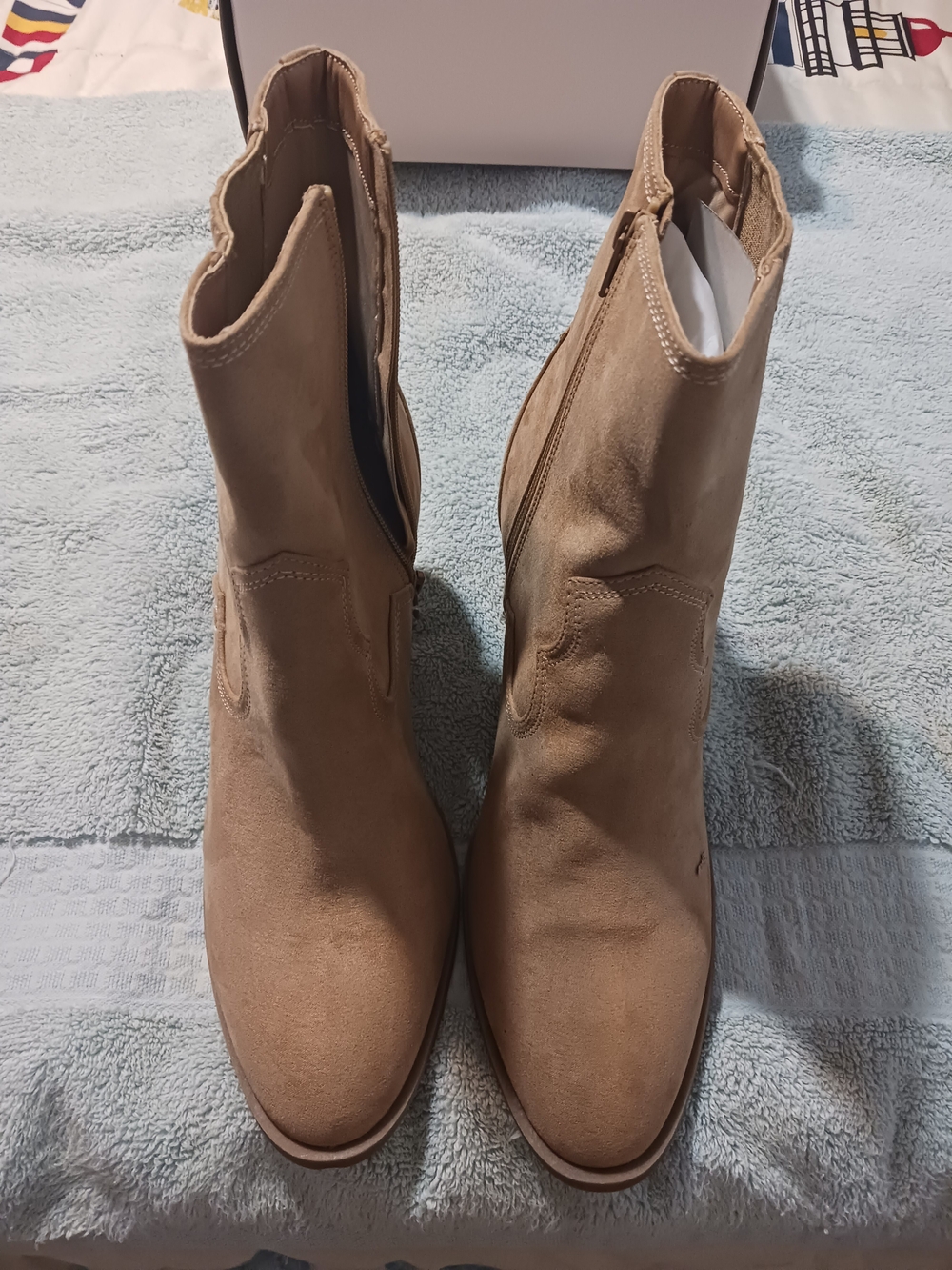 Womens Tan Suede Mid-Calf Boots